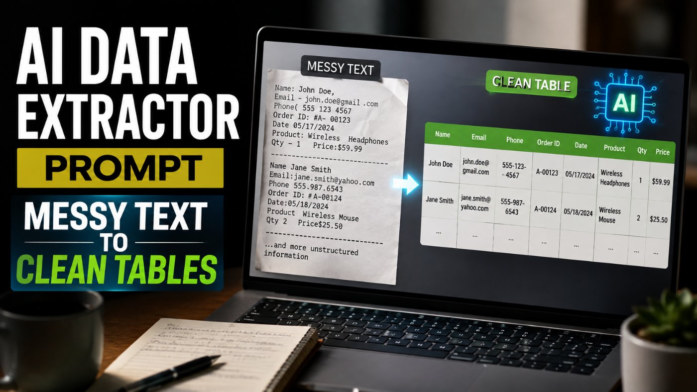 AI Data Extractor Prompt: Messy Text To Clean Tables